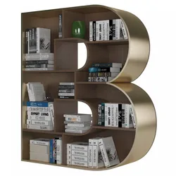 Bookshelves 3d font Alphabet in the form of book shelves