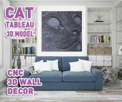 Cat head 3d tableau 3D Print Model in Animals 431935