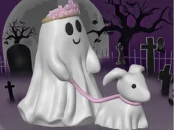 Ghost Walking Dog with Flower Crown