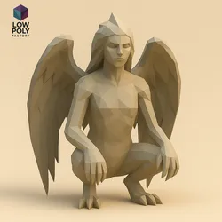 Harpy - Mythological creature with a bird's body and a woman's face Low Poly style