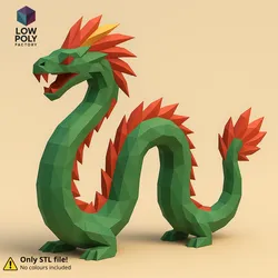 Quetzalcoatl Dragon - Feathered Serpent of Aztec and Mayan mythology Low Poly Style