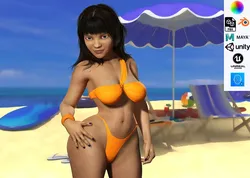 Curvy Brown Girl and clothed Low-poly