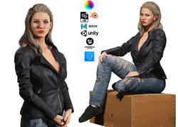 Jennifer lawrence Women and clothed full rigged Low-poly