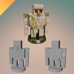 Minecraft Iron Golem Board Game Piece – STL and GLB 3D Print File – One-Piece Voxel Style Pawn