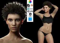 Realistic African Woman afro Low-poly