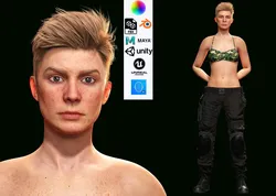 Realistic Military Girl Ready 4K Low-poly free Free