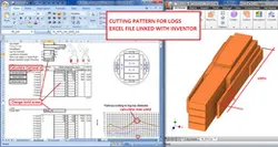 Cutting pattern for logs Excel linked to 3d model
