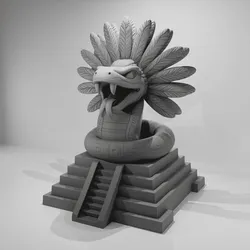Feathered Serpent Quetzalcoatl - Mesoamerican Style 3D Sculpture