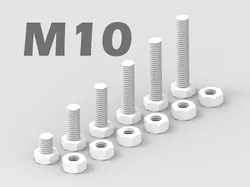 M10 Bolt and Nut - 6 variations