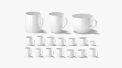 18 Ceramic Mugs Shapes - white cups different forms and sizes