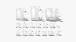 18 Glass Mug Shapes - transparent cups with different forms and sizes