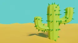 Cactus Model In Desert Scene Free