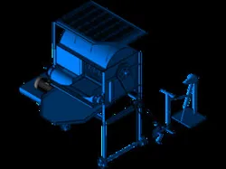 Hybrid solar and human powered thresher