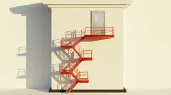 Fire Escape Staircase Exterior - Low Poly
