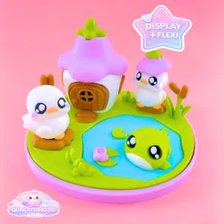 3D Print Spring Duck Pond Diorama: Cottage & Goose Flexi Toy (Digital Download)