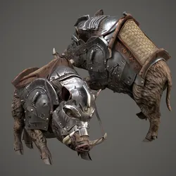 Armored War Boar Game Ready stylized Creature Rigged