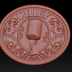 CHIEF Music Emblem Relief Vintage Microphone 3D CNC Model