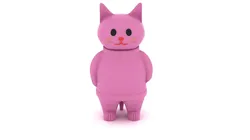 Cute Cartoon Cat Minimal Pink Kitty Character Toy 3D Print Model in Sculpture 629314