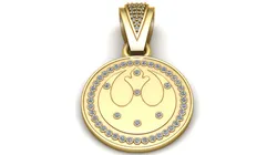 Diamond Halo Gold Medallion Pendant with Floral Motif Luxury Round Charm 3D Print Model in Pendants 629290