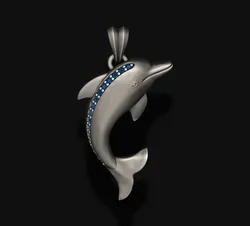 Dolphin pendant with gems 3D print model 3D Print Model in Pendants 629012