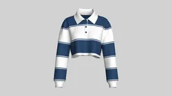 Girls Stripe Crop Polo Sweatshirt