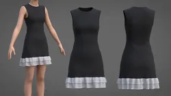 Low Poly Sleeveless Sheath Dress with Sheer Ruffle Hem Game Ready Clothing Model