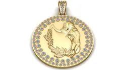 Loyal Hunter Diamond Halo Gold Medallion 3D Print Model in Pendants 629574