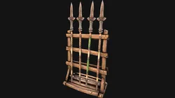 Medieval Wooden Spear Rack Weaponry Armory Set