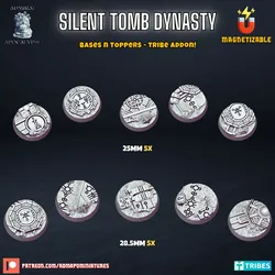 Silent Tomb Dynasty Add On- Magnetizable Sci-Fi Bases Set And Toppers (Pre-supported)