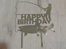 Topper cake Happy Birthday Fisherman - Free 3D Print Model