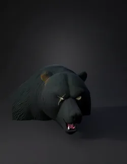 black bear like creature with glowing eye and sharp teeth