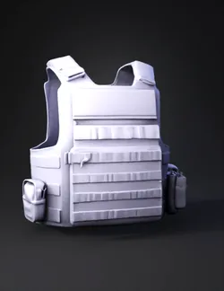black tactical vest with MOLLE webbing pockets and side holster