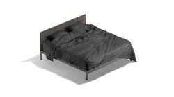 Black Wooden Double Bed - king size bedding with pillow and mattress