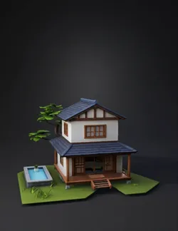 creame una casa sencilla de 2 pisos japonesa con estilo moderno con un