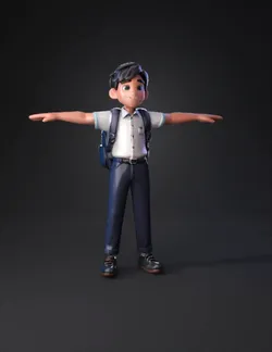 Create a high quality game ready 3D character of an elementary school