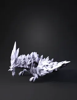 Crystal dragon with blue and gray jagged spikes and crystalline textur