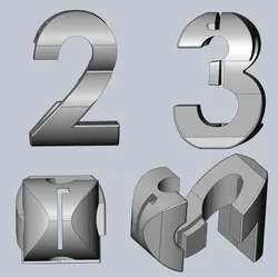 Digital Art STL indir - 1-2-3 3-Way Perspective Text Geometry Gimmick - Julian Danzer