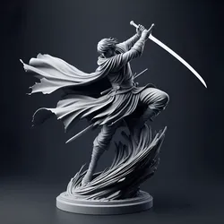 Dynamic Sword Warrior Sculpture 3D Print Model in Man 572836
