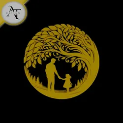 Home Decorations & Ornaments STL Download - Dad and daughter - Silhouette - 2D Wall Art Decorby AT Design