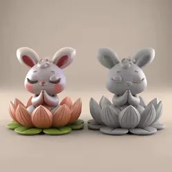 Home Decorations & Ornaments STL Download - Meditating Praying Bunny 3D STL File for Peaceful Decorby HIve