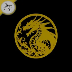Home Decorations & Ornaments STL تنزيل - Dragon - Silhouette - 2D Wall Art Decor - AT Design
