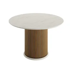 Round wooden dining table