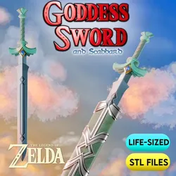 Skyward Sword Goddess Sword & Scabbard STL Files | Life Sized | High Detail