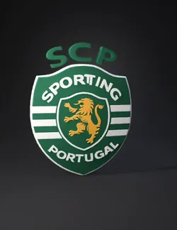 Sporting Portugal crest shield with green field gold lion emblem whi