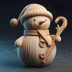 Stylized Wooden Snowman 3D Print Model in Monsters & Creatures 573997
