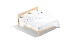 White Wooden Double Bed - king size bedding with pillow and mattress