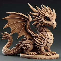 Wooden Dragon before begin shout fire fantasy 3D Print Model in Monsters & Creatures 573050
