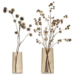 Bouquet of dried flowers from thorn and eucalyptus branches