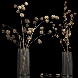 Bouquet of dried flowers from thorn and eucalyptus branches