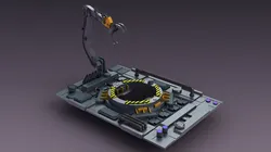Sci-fi strobe capsule cabin deck Mechanical Arm